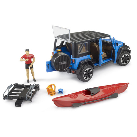 Bruder 02529 Jeep Wrangler Rubicon Unlimited z kajakiem i figurką