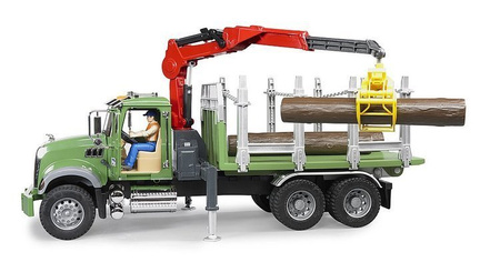 Bruder 02824 MACK z dźwigiem przyczepą i pniami