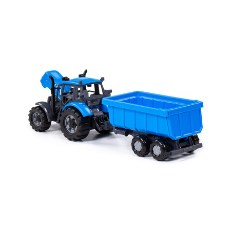 Polesie 91277 Traktor Progress Inercyjny z Przyczepą Niebieski 3+