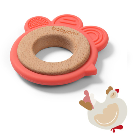 Babyono 1075/03 Gryzak drewniany silikonowy HEN