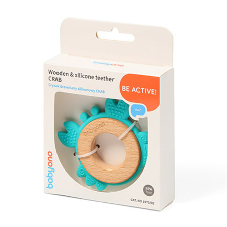 Babyono 1075/02 Gryzak drewniany silikonowy CRAB