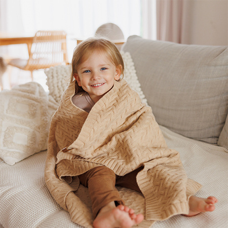 Babyono 1648/01 Hipoalergiczny kocyk niemowlęcy merino jasny beż 75x100