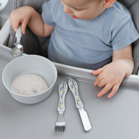 AKUKU A0103 SZTUĆCE DO KARMIENIA DZECI METALOWE 3szt widelec łyżka nóż