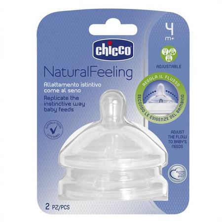 Chicco 08247 Smoczek do butelki NaturalFeeling 4m+ 2szt