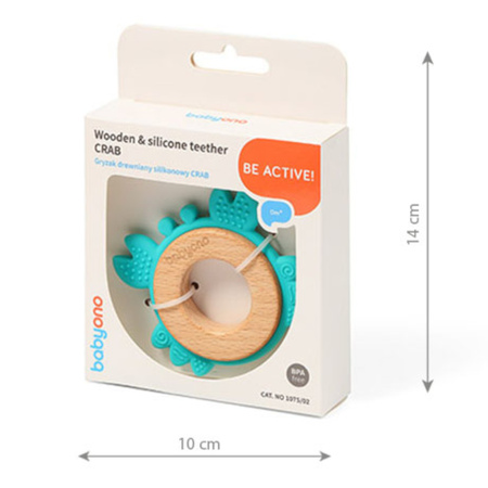 Babyono 1075/02 Gryzak drewniany silikonowy CRAB