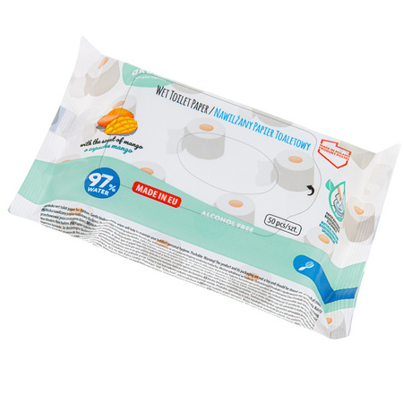 Akuku A0030 nawilżany papier toaletowy o zapachu mango 50 szt.