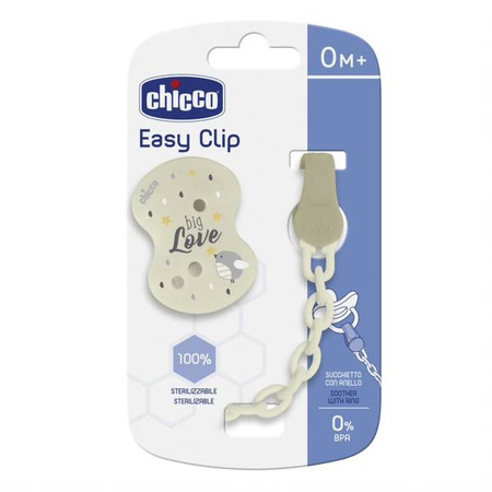 CHICCO 29621 szary łańcuszek z klipsem do smoczka