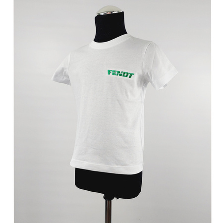 FENDT 134cm BIAŁA Koszulka haftowane logo bawełna