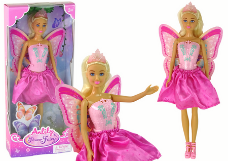 LeanToys 16216 Lalka Dla Dzieci Anlily Wróżka Różowa Skrzydła