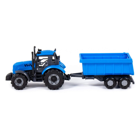 Polesie 91277 Traktor Progress Inercyjny z Przyczepą Niebieski 3+