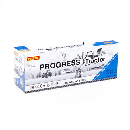 Polesie 91277 Traktor Progress Inercyjny z Przyczepą Niebieski 3+
