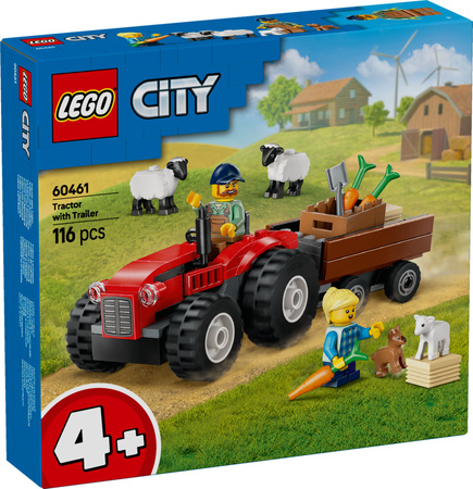 LEGO City 60461 – Czerwony traktor z przyczepą i owcą