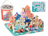 LEAN Toys 9830 Zestaw Drewnianych Klocków Miasto Litery Puzzle 135 Sztuk