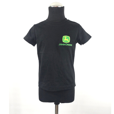 John Deere 110cm CZARNA Koszulka haftowane logo bawełna