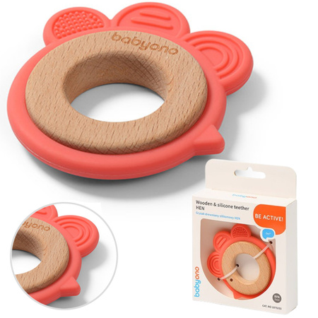 Babyono 1075/03 Gryzak drewniany silikonowy HEN