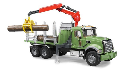 Bruder 02824 MACK z dźwigiem przyczepą i pniami