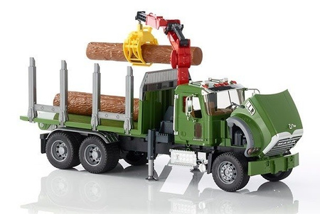 Bruder 02824 MACK z dźwigiem przyczepą i pniami