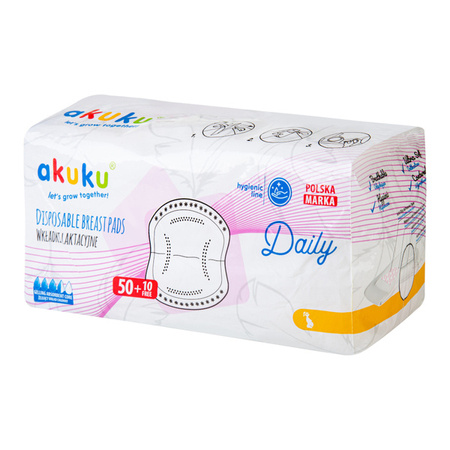 Akuku A0160 CHŁONNE jednorazowe wkładki laktacyjne 60szt MEGAPAKA