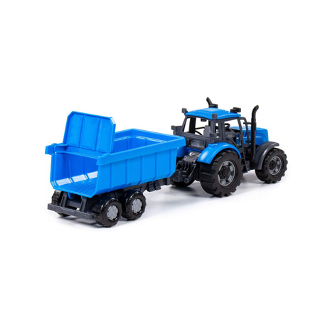 Polesie 91277 Traktor Progress Inercyjny z Przyczepą Niebieski 3+