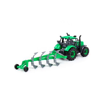 Polesie 91307 Traktor Progress Inercyjny z Pługiem Zielony 3+