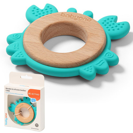 Babyono 1075/02 Gryzak drewniany silikonowy CRAB
