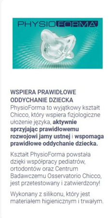 CHICCO 28419 smoczek uspokajający physioforma mini soft